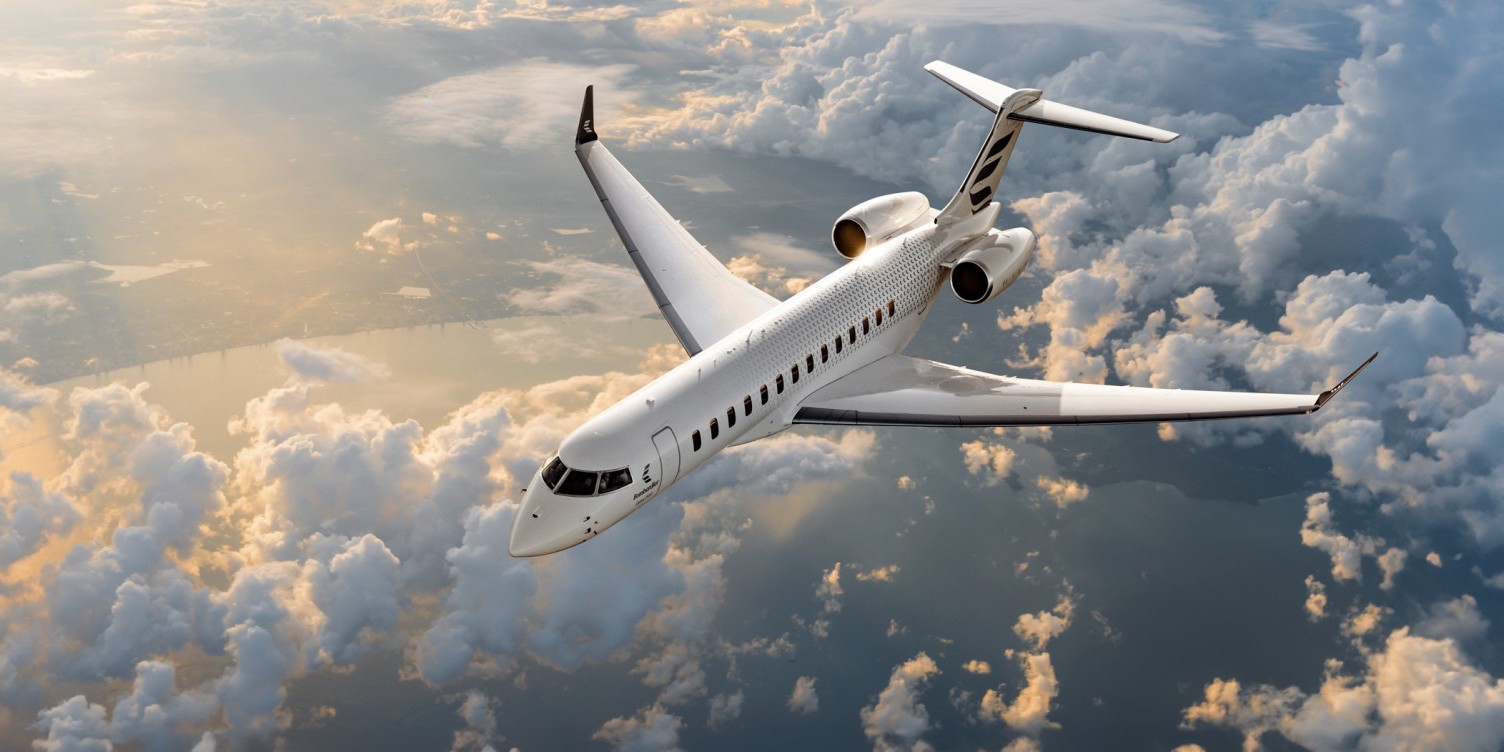 Bombardier Global 7500 ultra-long-range business jet above the clouds — worldwide pilot dispatch coverage